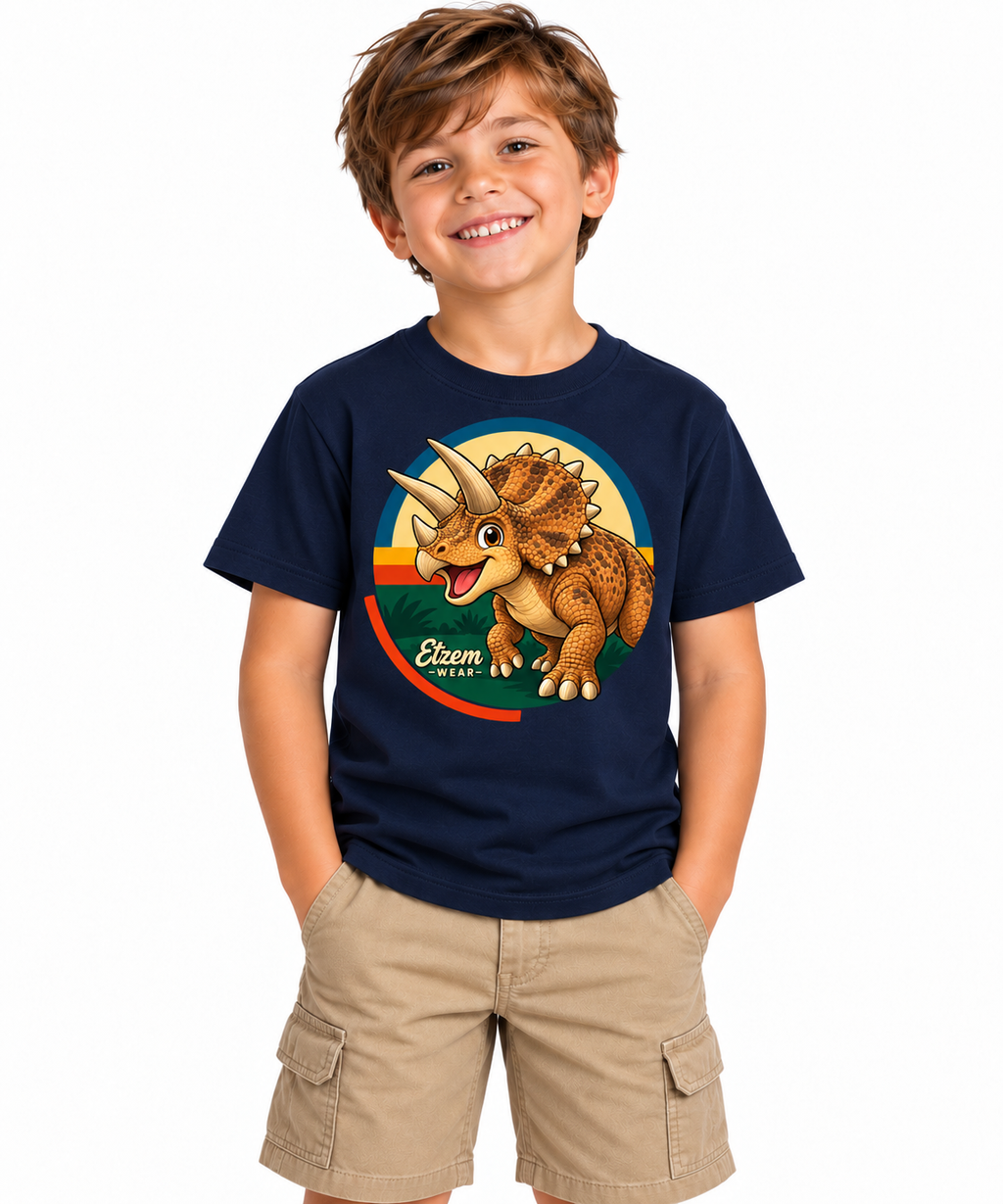 Etzem Kids - Triceratops Cotton T-Shirt