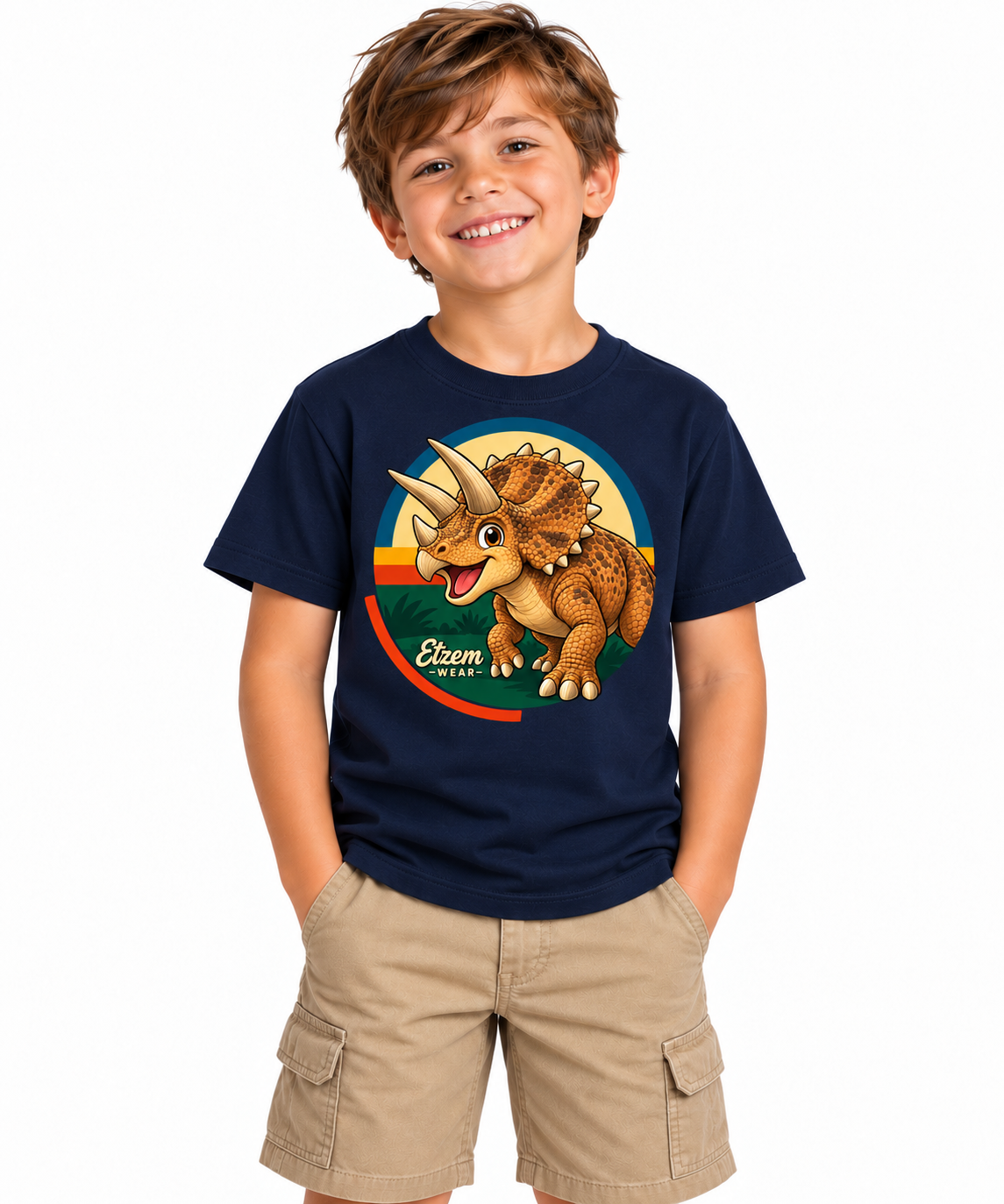 Etzem Kids - Triceratops Cotton T-Shirt