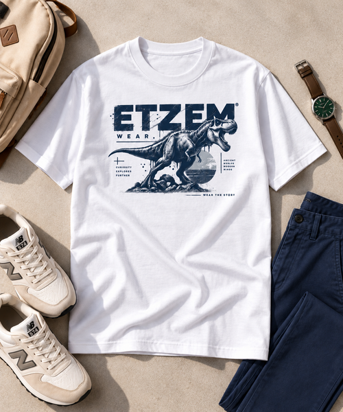 ETZEM T Rex Tee - White and Navy