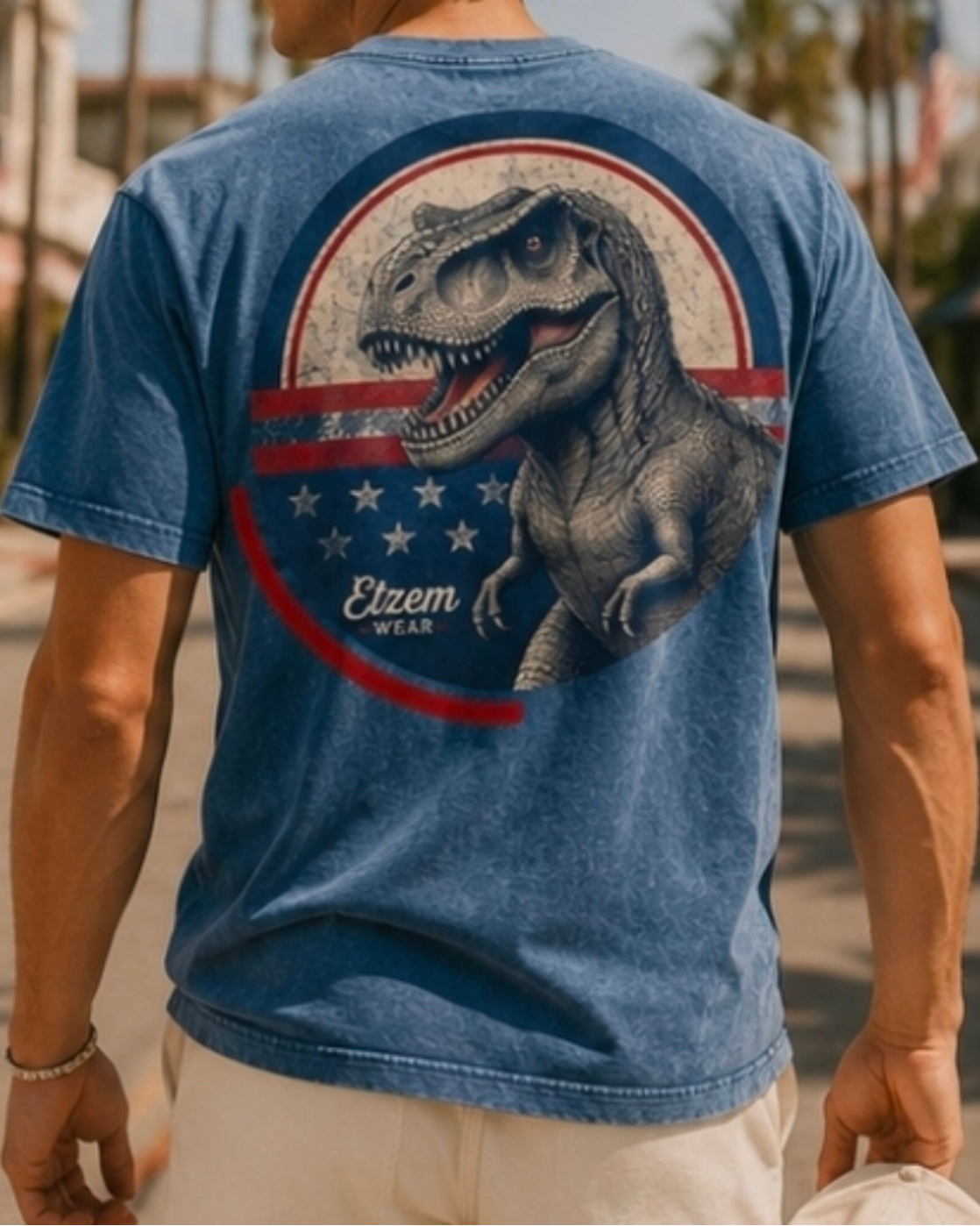USA 250 years - Liberty Rex - Snow Washed Oversized Cotton T-Shirt