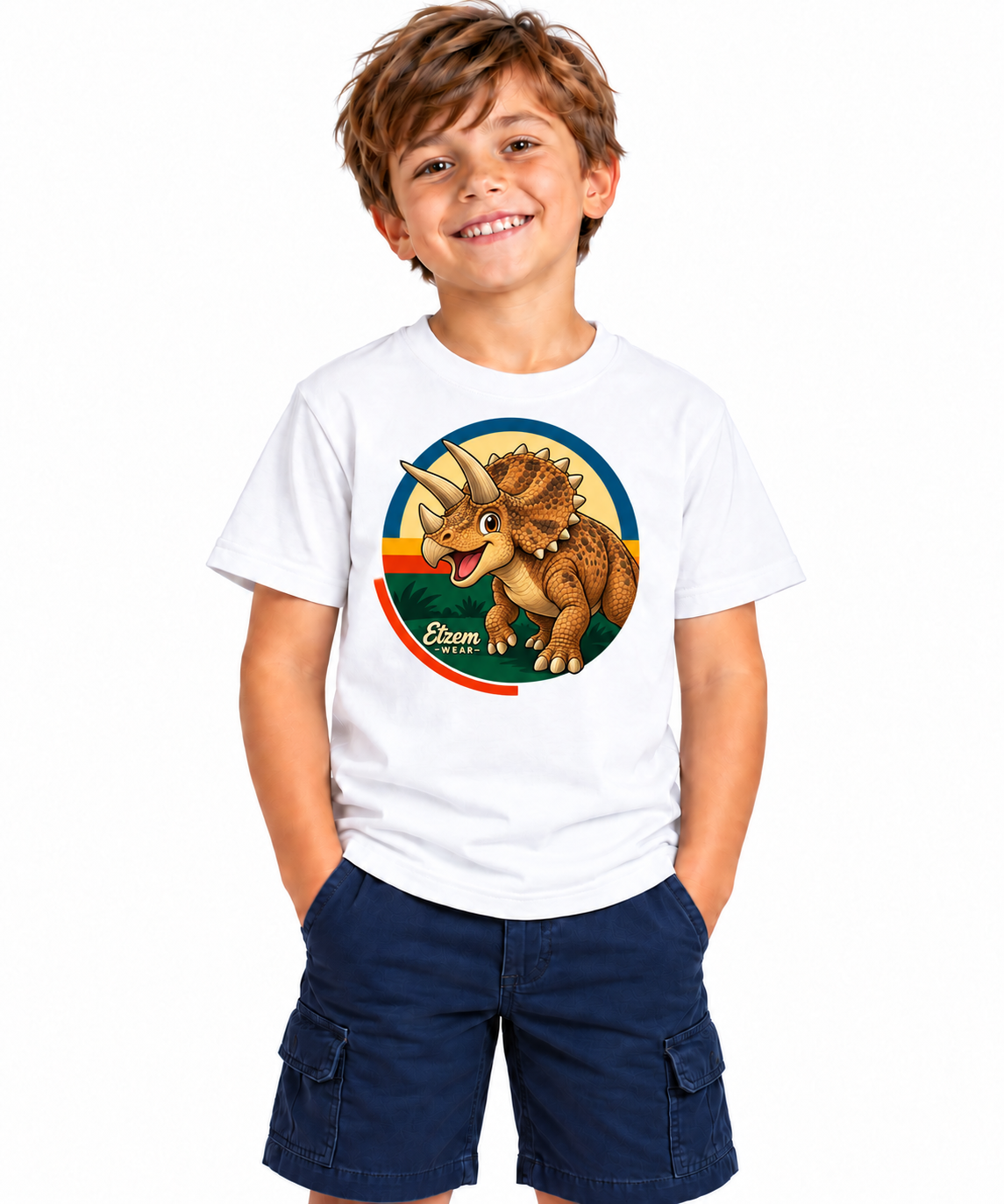 Etzem Kids - Triceratops Cotton T-Shirt