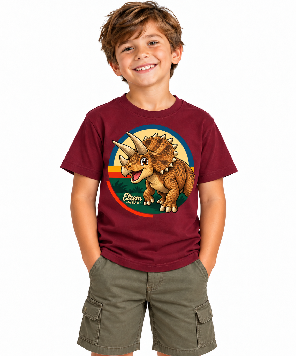 Etzem Kids - Triceratops Cotton T-Shirt